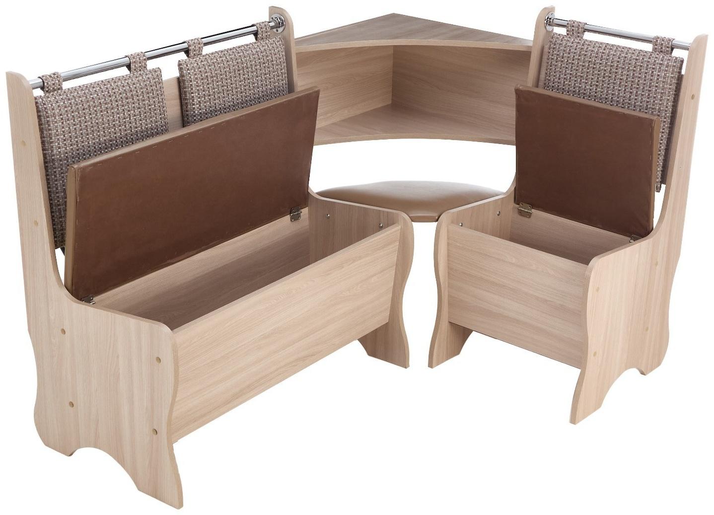 Кухонный уголок А-15, 1500х1040х950, Ясень шимо светлый В-07/Рогожка темная