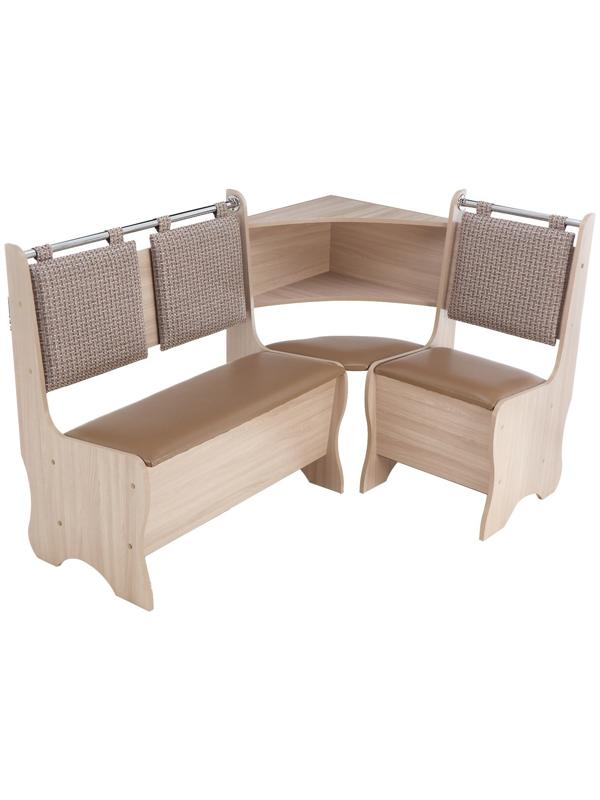 Кухонный уголок А-15, 1500х1040х950, Ясень шимо светлый В-07/Рогожка темная