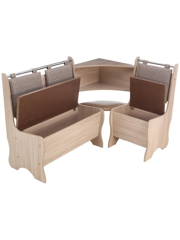 Кухонный уголок А-15, 1500х1040х950, Ясень шимо светлый В-07/Рогожка темная