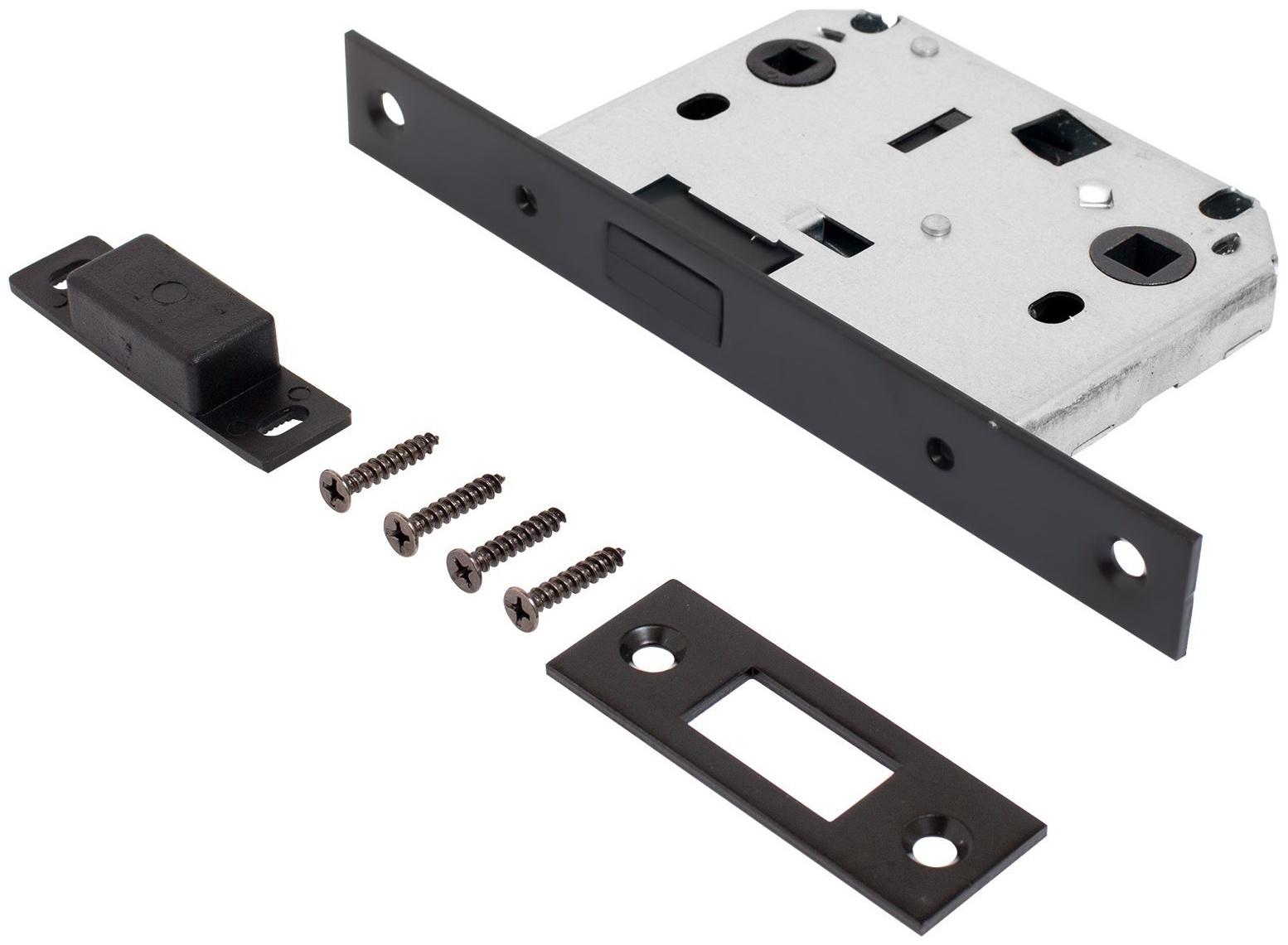 Защёлка магнитная АЛЛЮР АРТ L7050-MS BL, цвет матовый черный, без ручек, с фиксатором