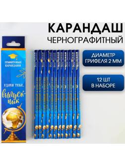 Карандаш чёрнографитный HB «Удачи тебе, выпускник!» , диаметр грифеля 2мм, 12 штук.