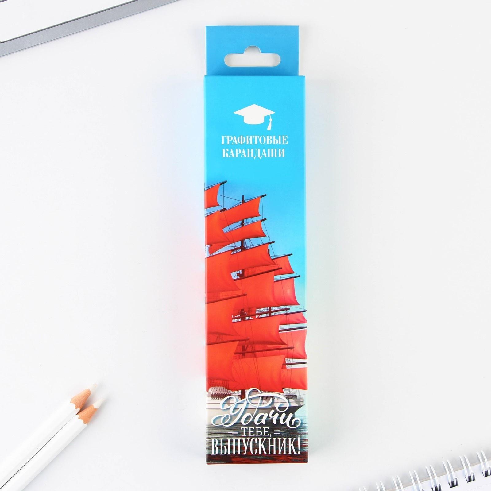 Карандаш чёрнографитный HB «Удачи тебе, выпускник!», диаметр грифеля 2мм, 12 штук.