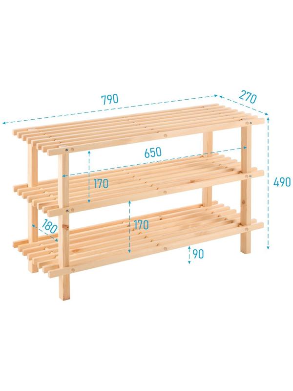 Полка для обуви BUNDIS 3, 79х27х49, Массив сосны