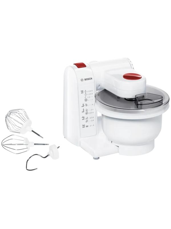 Кухонная машина Bosch MUMP1000, 600 Вт, 3.9 л, 4 скорости, 3 насадки, белая