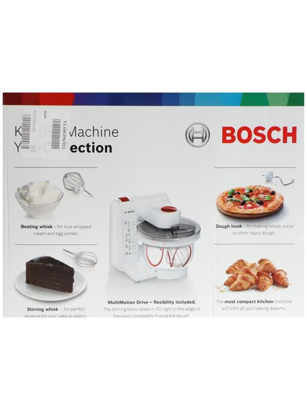 Кухонная машина Bosch MUMP1000, 600 Вт, 3.9 л, 4 скорости, 3 насадки, белая