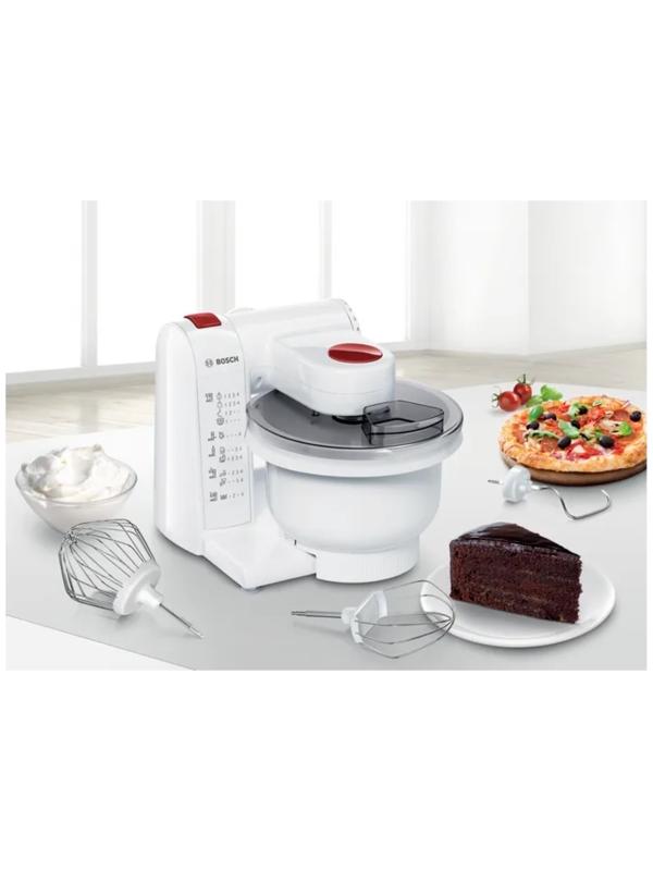 Кухонная машина Bosch MUMP1000, 600 Вт, 3.9 л, 4 скорости, 3 насадки, белая