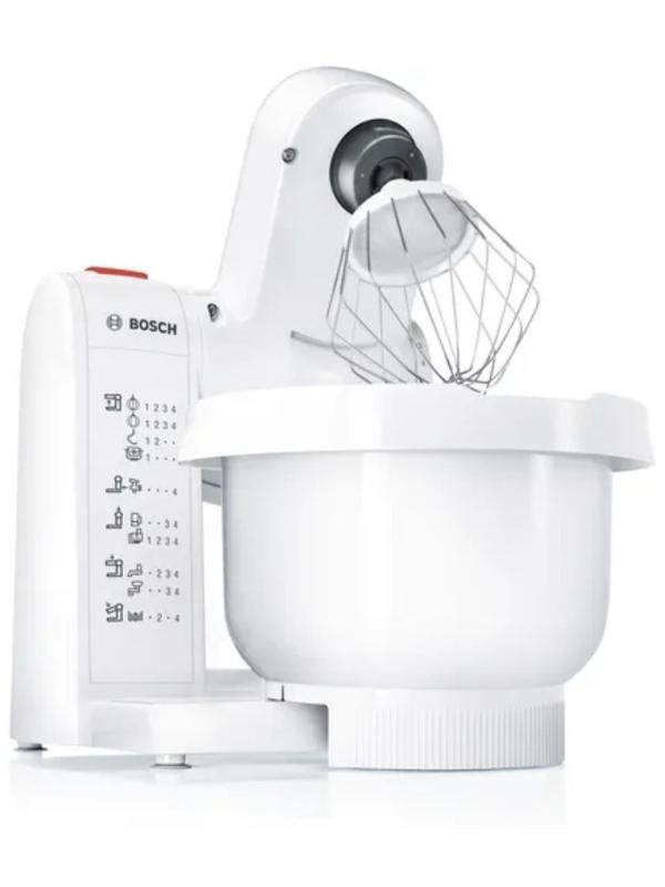 Кухонная машина Bosch MUMP1000, 600 Вт, 3.9 л, 4 скорости, 3 насадки, белая