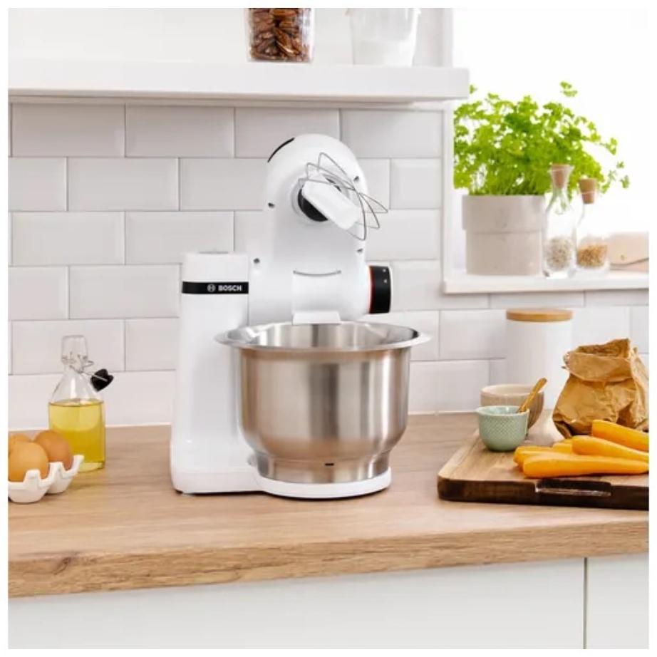 Кухонная машина Bosch MUMS2EW00, 700 Вт, 3.8 л, 4 скорости, 2 насадки, белая