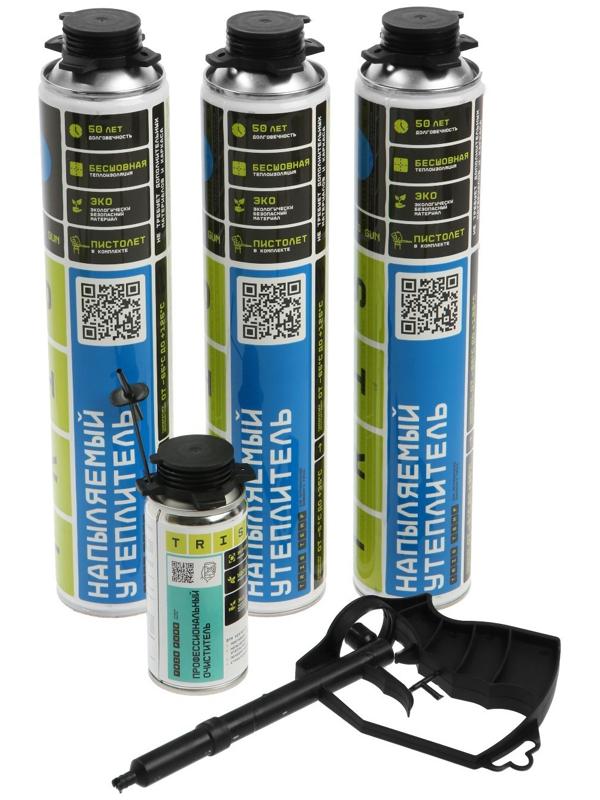 Набор Tris TEPLIS BOX 3, 3 баллона утеплителя, 1 баллон очистителя, 1 пистолет