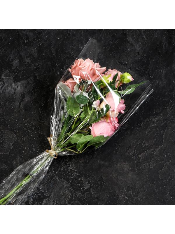 Пакет для цветов, конус, 15+36*80см, прозрачный