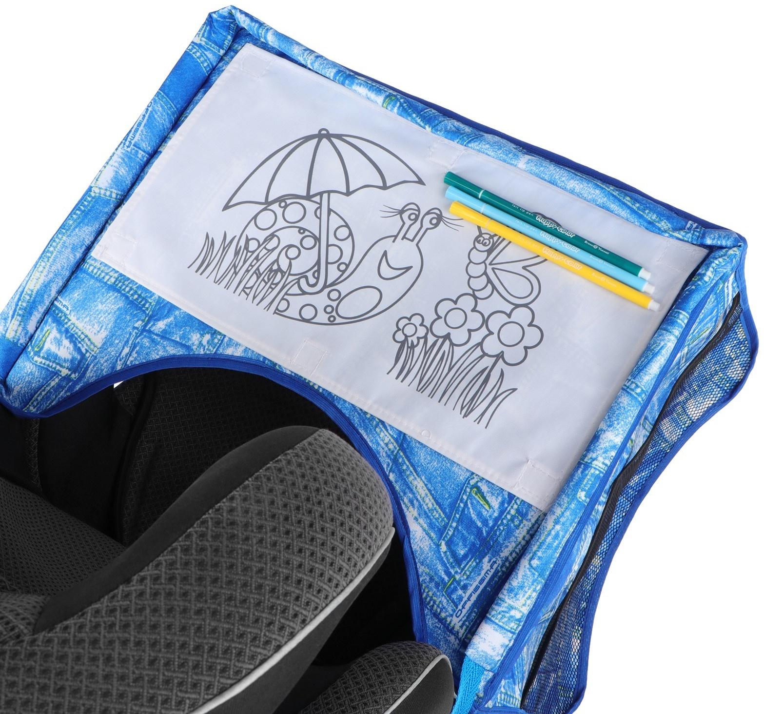 Столик-органайзер для детского автокресла 47,5 х 37,5 см, с раскраской, 3 фломастера