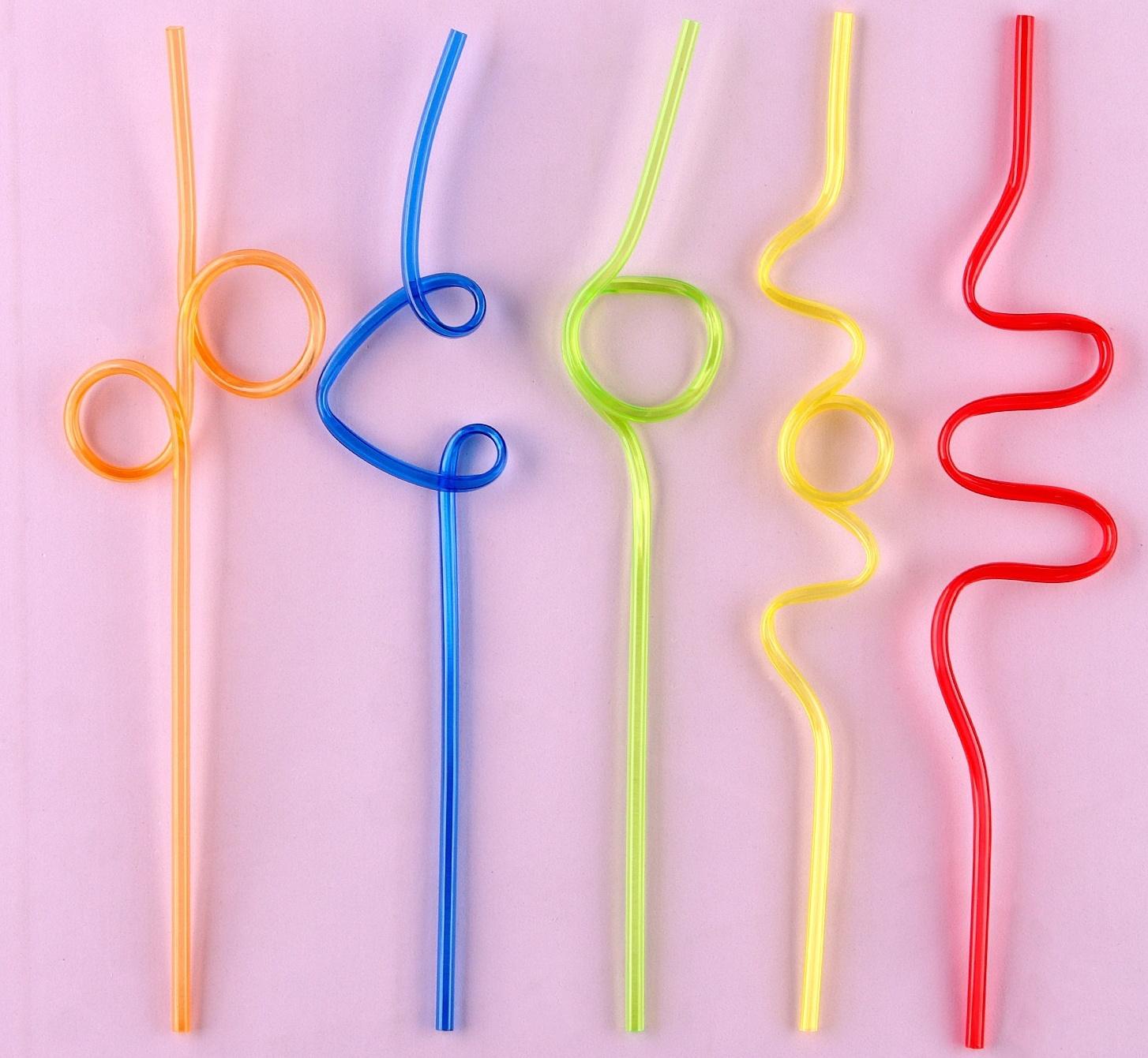 Трубочки для коктейля пластиковые «Завитушки», в наборе 5 штук, МИКС