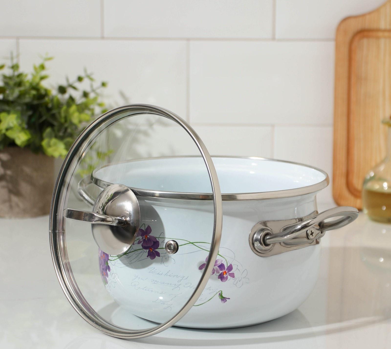 Кастрюля «Сирень», 2,1 л, стеклянная крышка