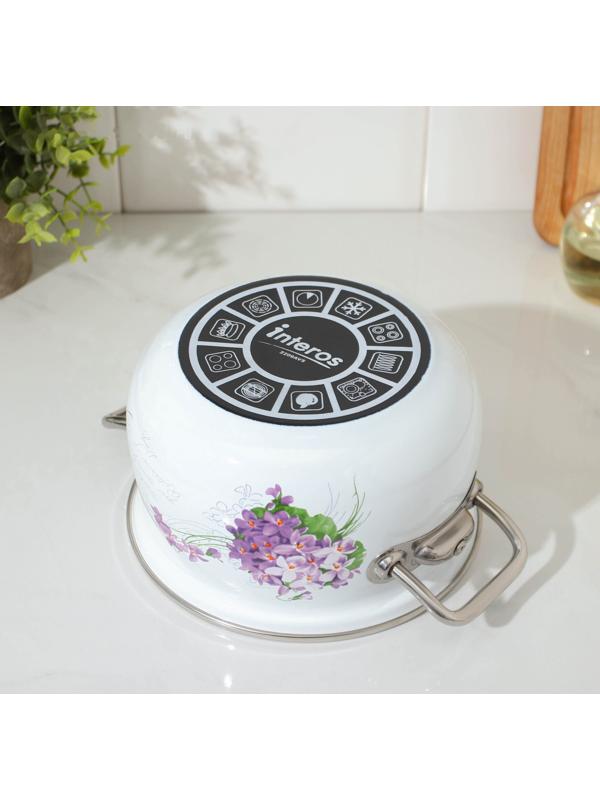 Кастрюля «Сирень», 2,1 л, стеклянная крышка