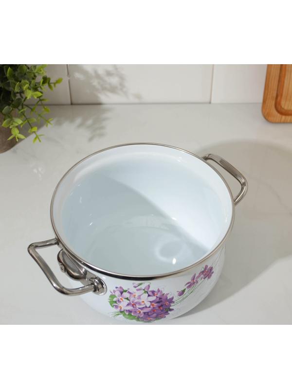 Кастрюля «Сирень», 2,1 л, стеклянная крышка