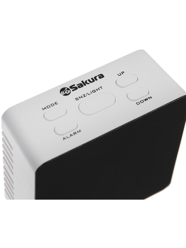 Часы-будильник Sakura SA-8523, электронные, будильник, 3хААА, белые