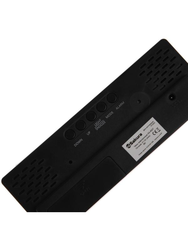 Часы-будильник Sakura SA-8527, электронные, будильник, 3хААА, чёрные