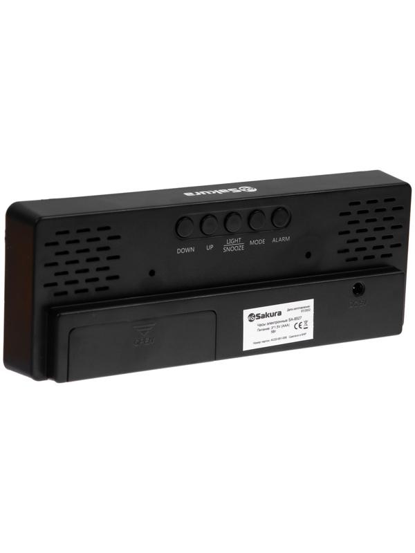 Часы-будильник Sakura SA-8527, электронные, будильник, 3хААА, чёрные
