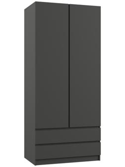 Шкаф 2х ств Мадера с 2-мя ящиками, 900х500х2100, Графит