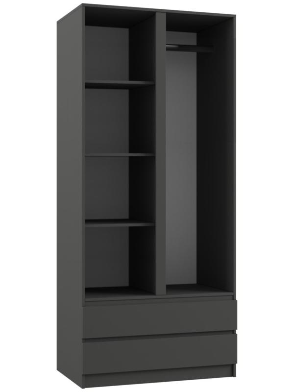 Шкаф 2х ств Мадера с 2-мя ящиками, 900х500х2100, Графит