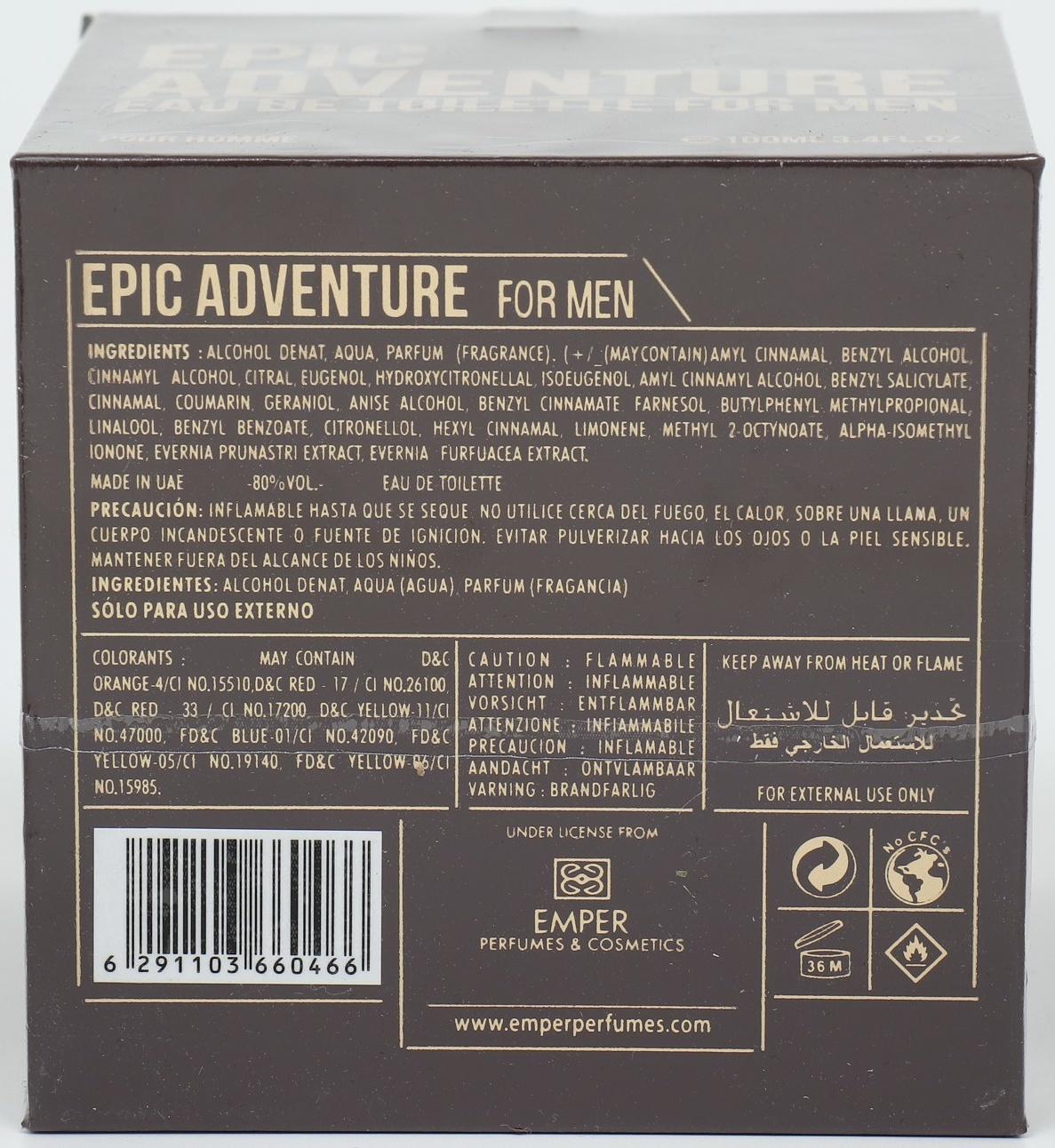 Туалетная вода мужская EPIC ADVENTURE MAN, 100 мл