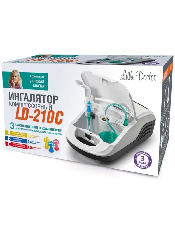 Ингалятор Little Doctor LD-210С, 60 Вт, компрессорный, 3 распылителя, 10 мл, 0.3-0.5 мл/мин