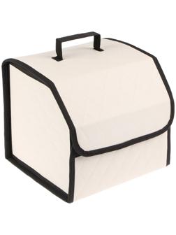 Органайзер саквояж в багажник автомобиля Cartage, экокожа стеганая, 33 см, бежевый