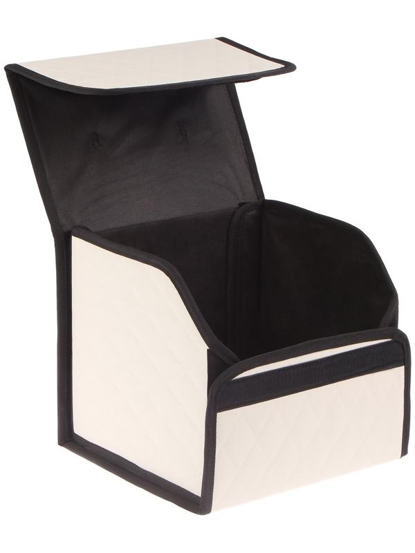 Органайзер саквояж в багажник автомобиля Cartage, экокожа стеганая, 33 см, бежевый