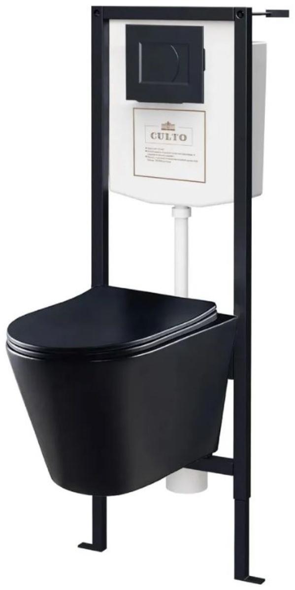 Комплект инсталляции CULTO MONET INST02-MON-MB, унитаз, сиденье микролифт, кнопка, черный
