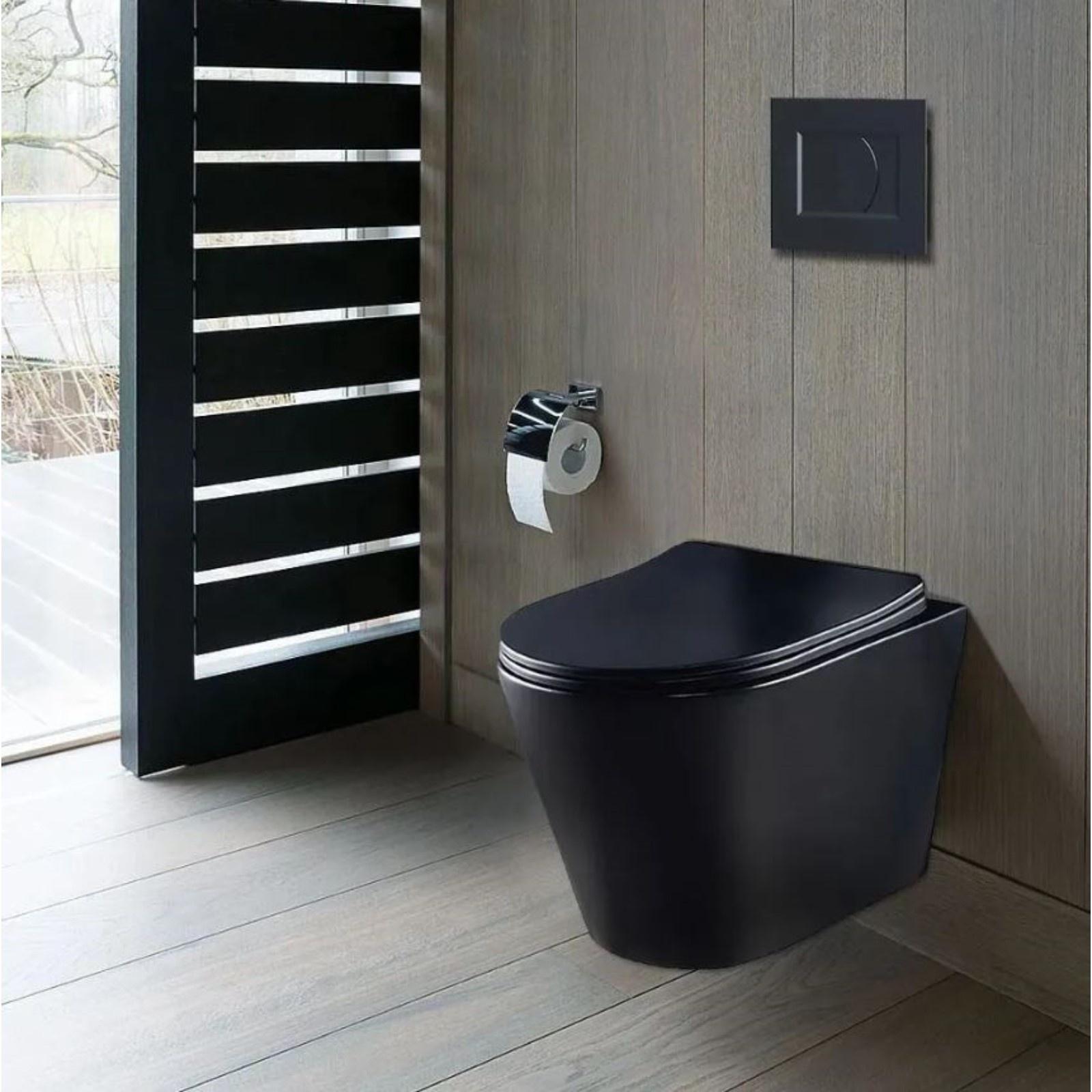 Комплект инсталляции CULTO MONET INST02-MON-MB, унитаз, сиденье микролифт, кнопка, черный