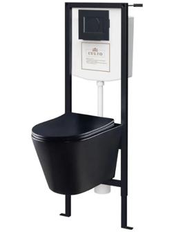 Комплект инсталляции CULTO MONET INST02-MON-MB, унитаз, сиденье микролифт, кнопка, черный