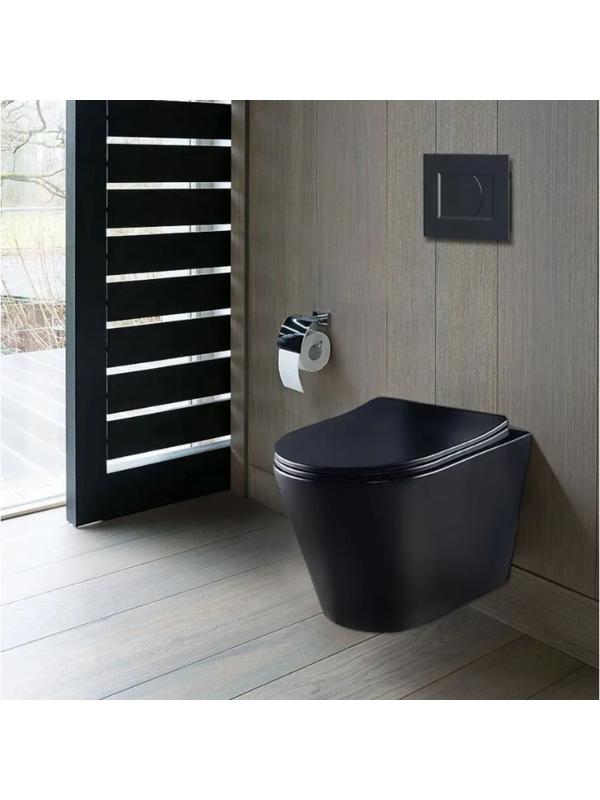 Комплект инсталляции CULTO MONET INST02-MON-MB, унитаз, сиденье микролифт, кнопка, черный