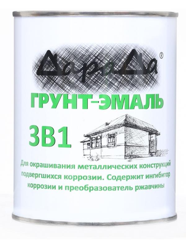 Грунт-эмаль 3 в 1 быстросохнущий (Дарада) (ГОСТ) зеленый 0,8 кг