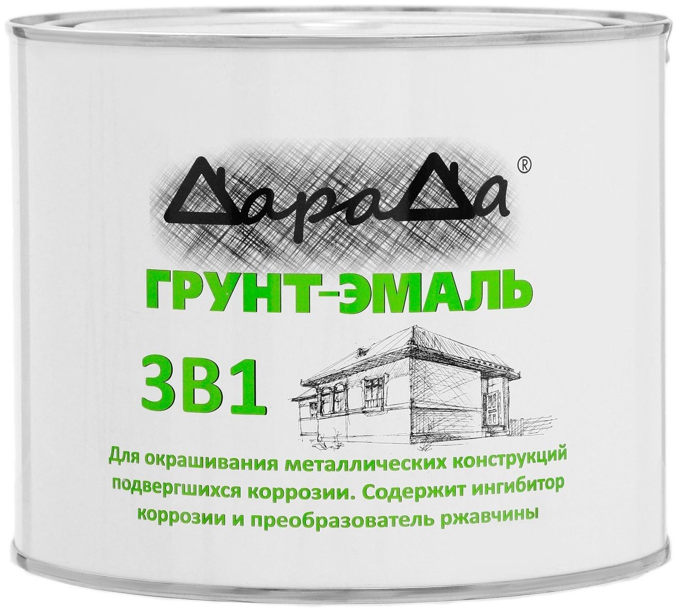 Грунт-эмаль 3 в 1 быстросохнущий (Дарада) (ГОСТ) ярко-голубой 1,8 кг