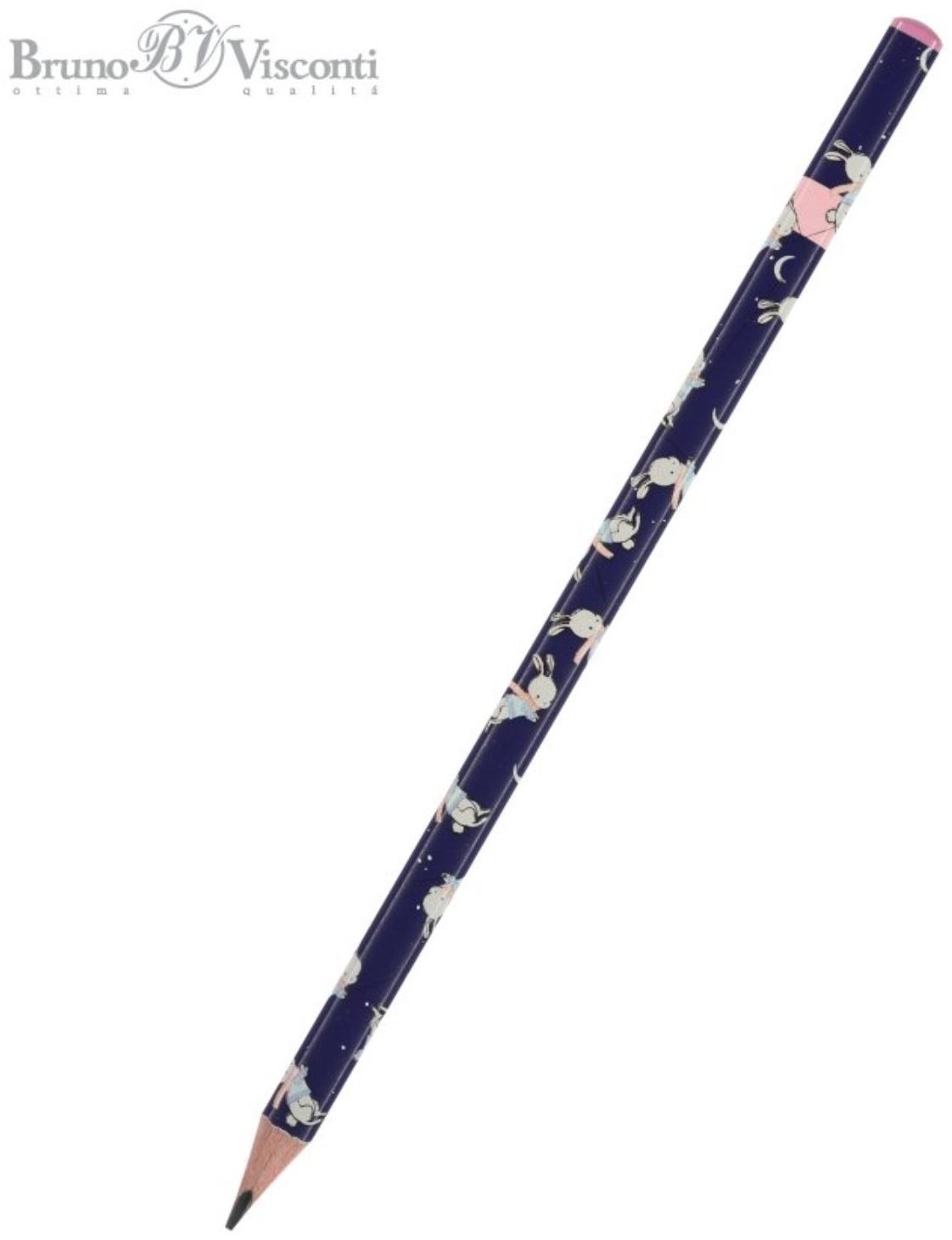 Карандаш чернографитный 2.0 мм Happy Graphix Magic Night, HВ, трёхгранный