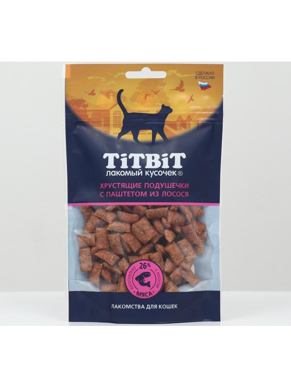 Хрустящие подушечки TiTBiT для кошек с паштетом из лосося 60 г