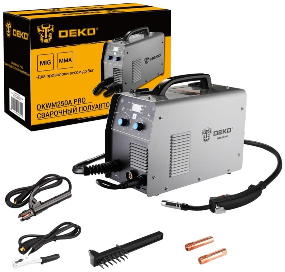 Сварочный полуавтомат DEKO DKWM250A PRO, MIG/MAG, 250А, 220 В, 7 кВт, возд.охлаждение