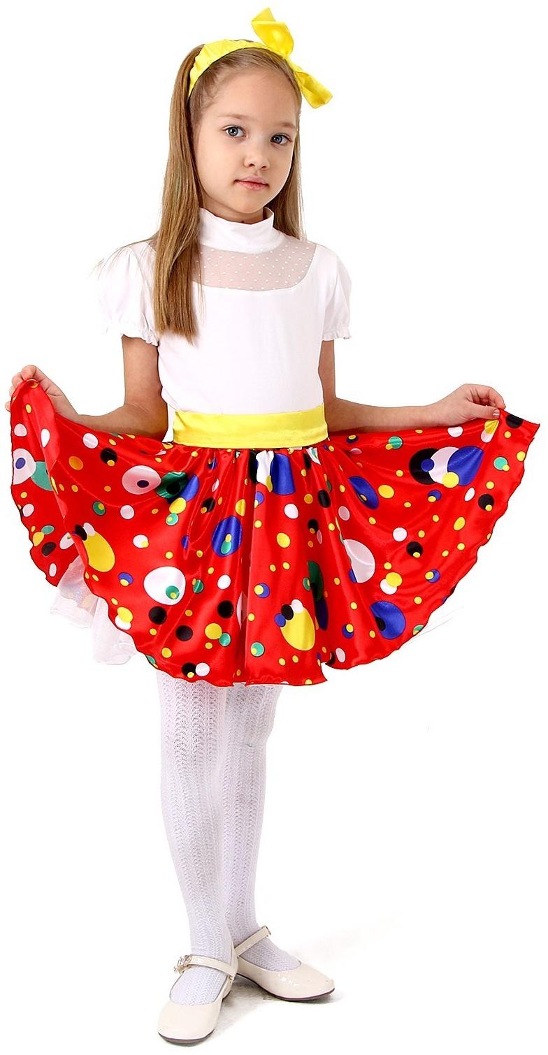 Карнавальная юбка для вечеринки красная в горох, повязка, рост 98-104 см