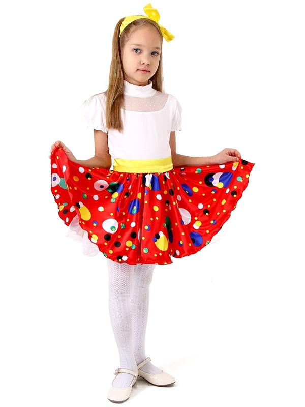 Карнавальная юбка для вечеринки красная в горох, повязка, рост 98-104 см
