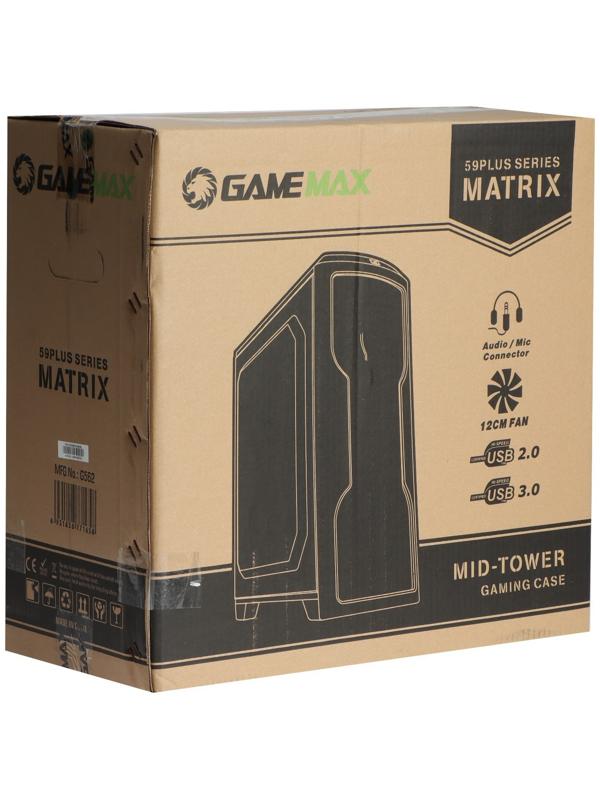 Корпус Gamemax G562 Matrix, без БП, ATX, USB3.0 + 2хUSB 2.0, подсветка, чёрный