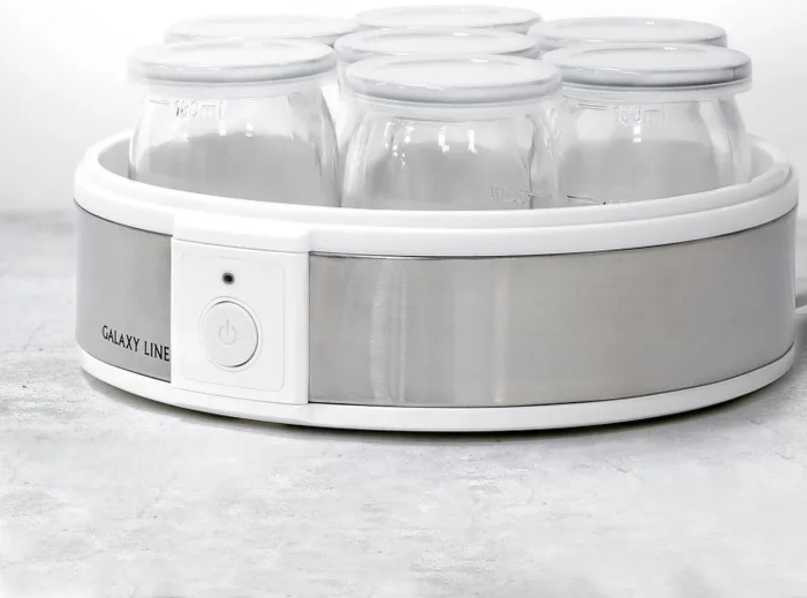 Йогуртница Galaxy GL 2698, 30 Вт, 180 мл, 7 ёмкостей, стекло, бело-серая