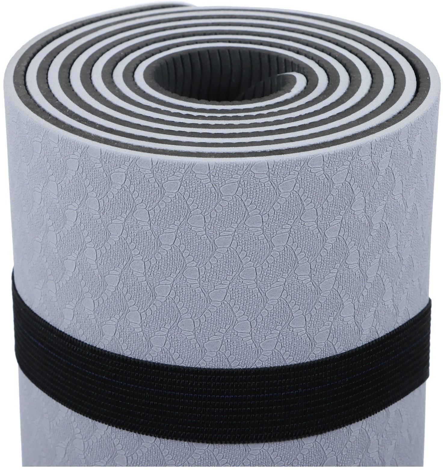 Коврик для фитнеса и йоги ONLYTOP, 183х61х0,6 см, цвет серый/чёрный