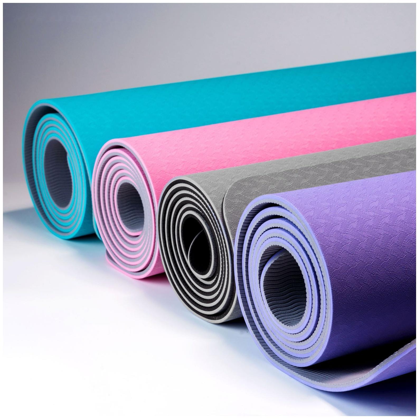 Коврик для фитнеса и йоги ONLYTOP, 183х61х0,6 см, цвет серый/чёрный