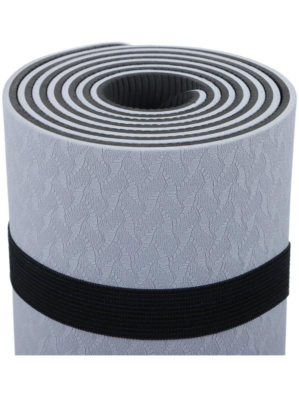 Коврик для фитнеса и йоги ONLYTOP, 183х61х0,6 см, цвет серый/чёрный