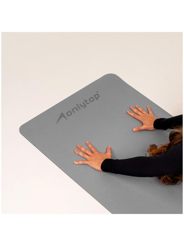 Коврик для фитнеса и йоги ONLYTOP, 183х61х0,6 см, цвет серый/чёрный