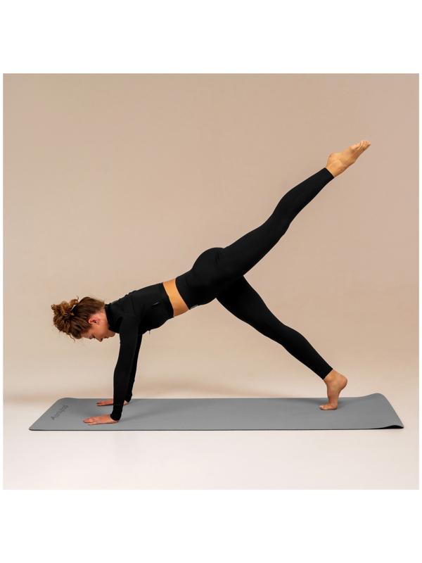 Коврик для фитнеса и йоги ONLYTOP, 183х61х0,6 см, цвет серый/чёрный