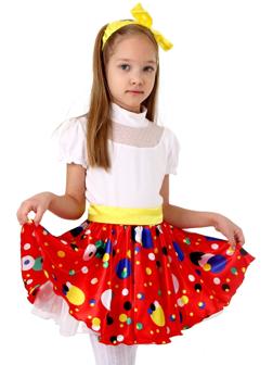 Карнавальная юбка для вечеринки красная в горох, повязка, рост 110-116 см