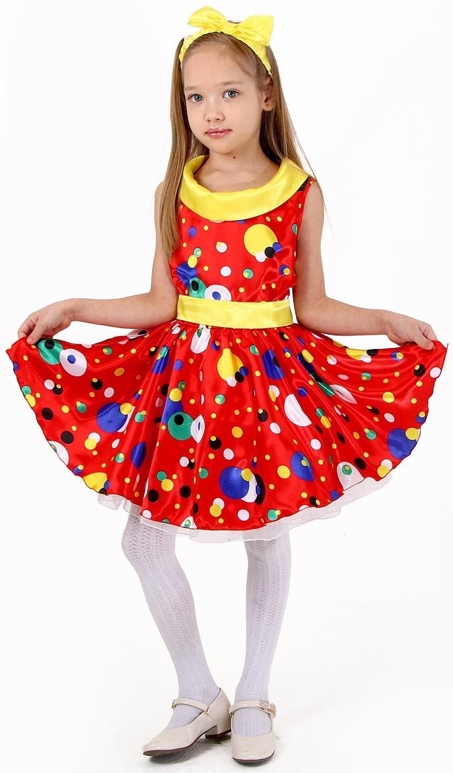 Карнавальный костюм «Стиляги 1», платье красное в горох, повязка, р. 30, рост 110-116 см