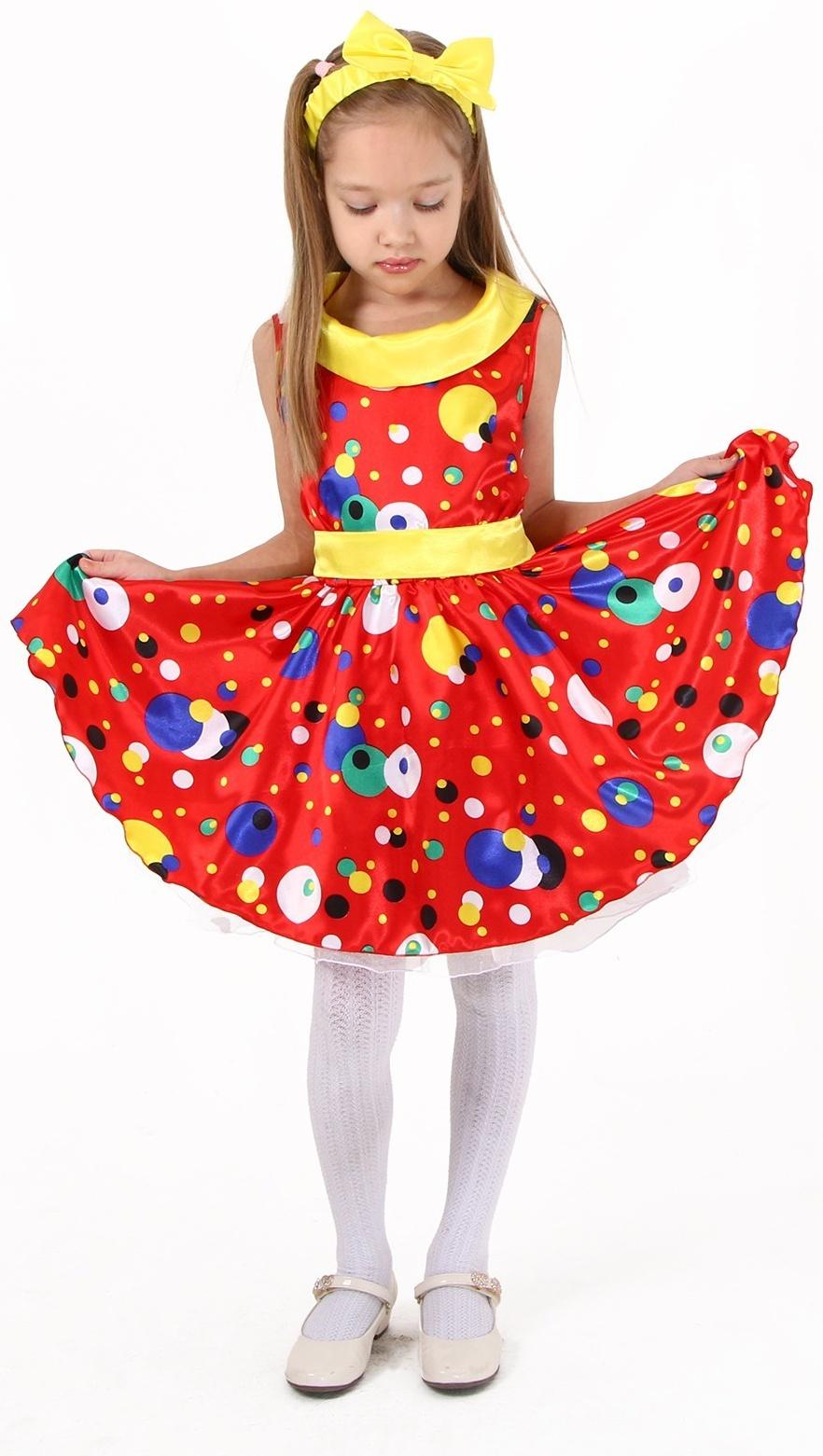 Карнавальный костюм «Стиляги 1», платье красное в горох, повязка, р. 36, рост 140 см