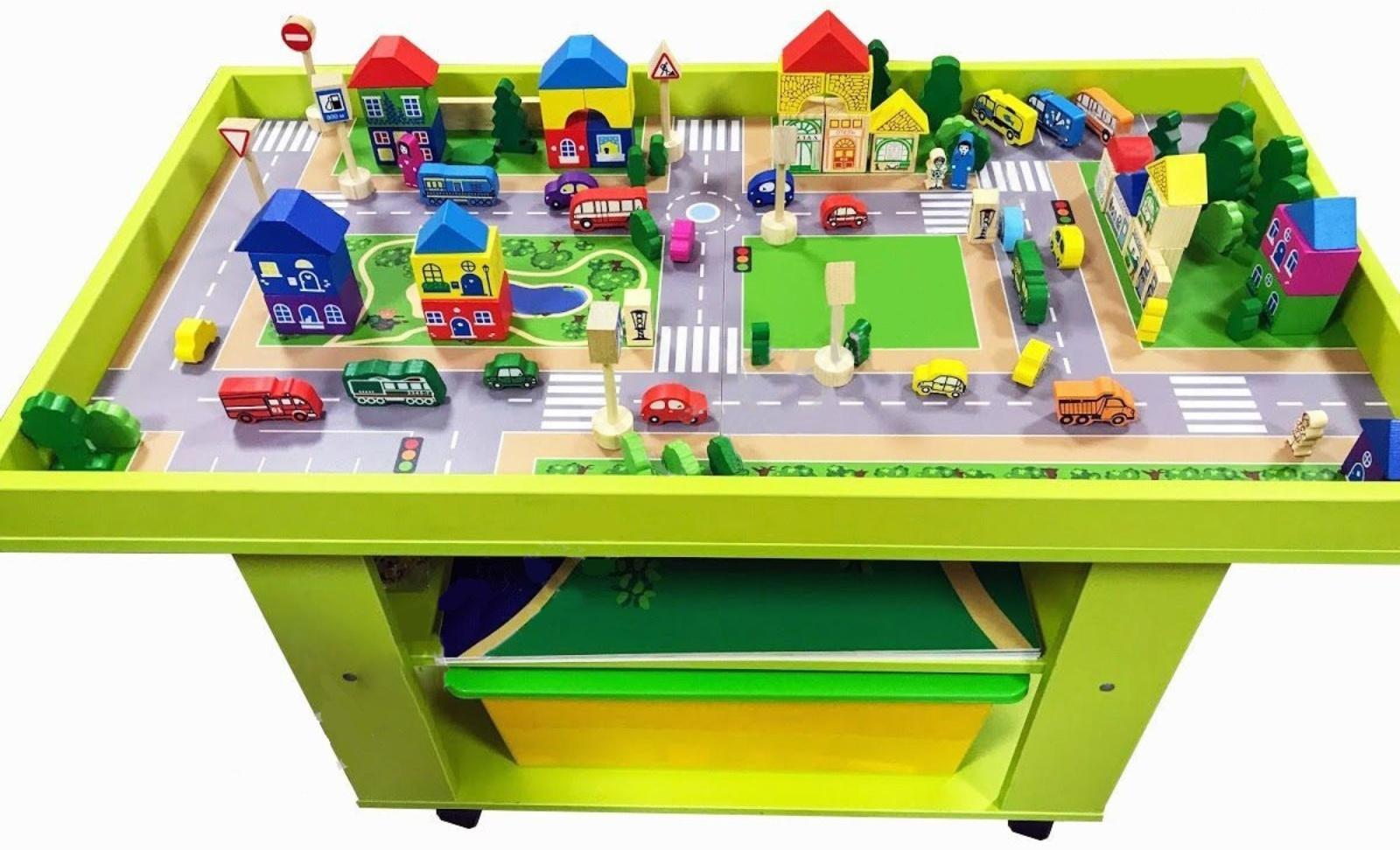 Игровой стол для самостоятельной деятельности, 1000×550×610 мм, цвет зелёный/разноцветный
